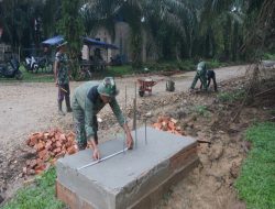 Simbol TNI Membangun Desa:Tim Satgas Mulai Bangun Tugu Monumen di Titik 0