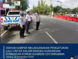 Sambut Kunjungan Danrem 031/WB, Personil Dishub Kampar lakukan Penertiban Lalu lintas