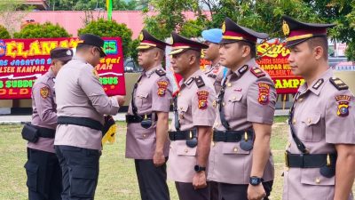Kapolres Pimpin Sertijab Kabag Ren dan Lima Kapolsek Jajaran Polres Kampar