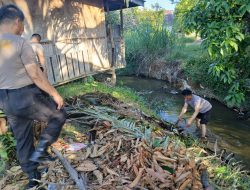 Kapolsek Kampar Gerakkan Gotong Royong Antisipasi Banjir, Polri dan Warga Bersatu Lindungi Penyasawan dari Bencana!