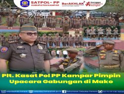 Perdana Plt Kasatpol, Jadi Inspektur Upacara Gabungan di Mako Satpol PP Kampar