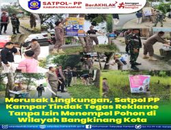 Satpol PP Kampar Tertibkan Spanduk dan Baliho di Pepohonan