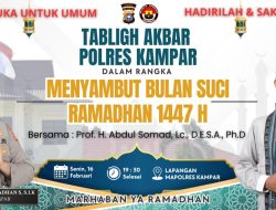 Polres Kampar Siapkan Diri Sambut Berkah Ramadhan, Tabligh Akbar Bersama Ustadz Abdul Somad Terbuka untuk Umum