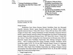 Disdikpora Kampar Resmi Terbitkan Surat Edaran Pengaturan Kegiatan Pembelajaran Selama Ramadhan