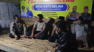 Polsek Kampar Sambangi Pos Satkamling Desa Batu Belah, Perkuat Kemitraan dengan Masyarakat