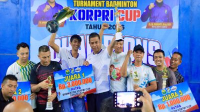 Pasangan Ahmad Yuzar/Wahyu Juarai Turnamen Badminton Korpri Cup 2026