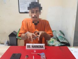 SATRESNARKOBA POLRES KAMPAR UNGKAP PENGGUNA SHABU DI DESA GANTING DAMAI – SITA 1,61 GRAM NARKOTIKA DAN BARANG BUKTI