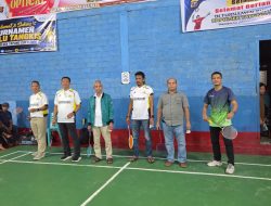 Kapolsek Tapung Buka Turnamen Badminton Cup II – 32 Tim Meriahkan Hut Bhayangkara Ke-80, Target Cari Pemain Berprestasi