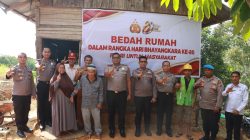HARI BHAYANGKARA KE-80 DIISI BAKTI SOSIAL – POLRES KAMPAR BEDAH RUMAH DI BUKIT PERMAI