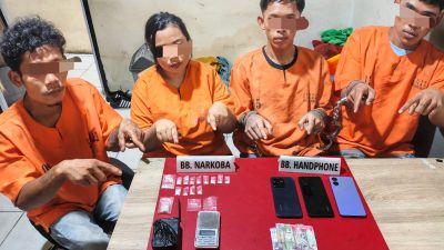 Satresnarkoba Polres Kampar Tangkap Empat Pelaku Narkoba, Sita 3.06 Gram Shabu