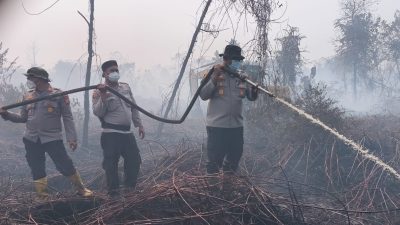 Kerahkan 123 Personel, Kapolres Kampar Pimpin, Pemadaman & Pendinginan Karhutla di Rimbo Panjang