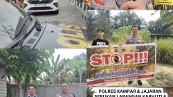 Polres Kampar & Polsek Jajaran Serukan Larangan Karhutla: Patroli Keliling, Sosialisasi Hukum & Pemasangan Spanduk hingga ke Pelosok