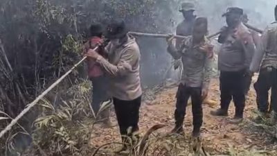 Kapolres Kampar Pimpin Padamkan 7 Titik Api di Sungai Sarik–Balung