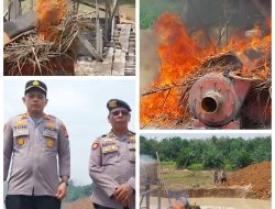 Polres Kuansing Tertibkan Aktivitas PETI di Kayu Batu, Empat Rakit Dimusnahkan