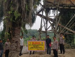 Kapolsek Siak Hulu Lakukan Operasi Penertiban Galian C, Beri Himbauan & Pasang Spanduk